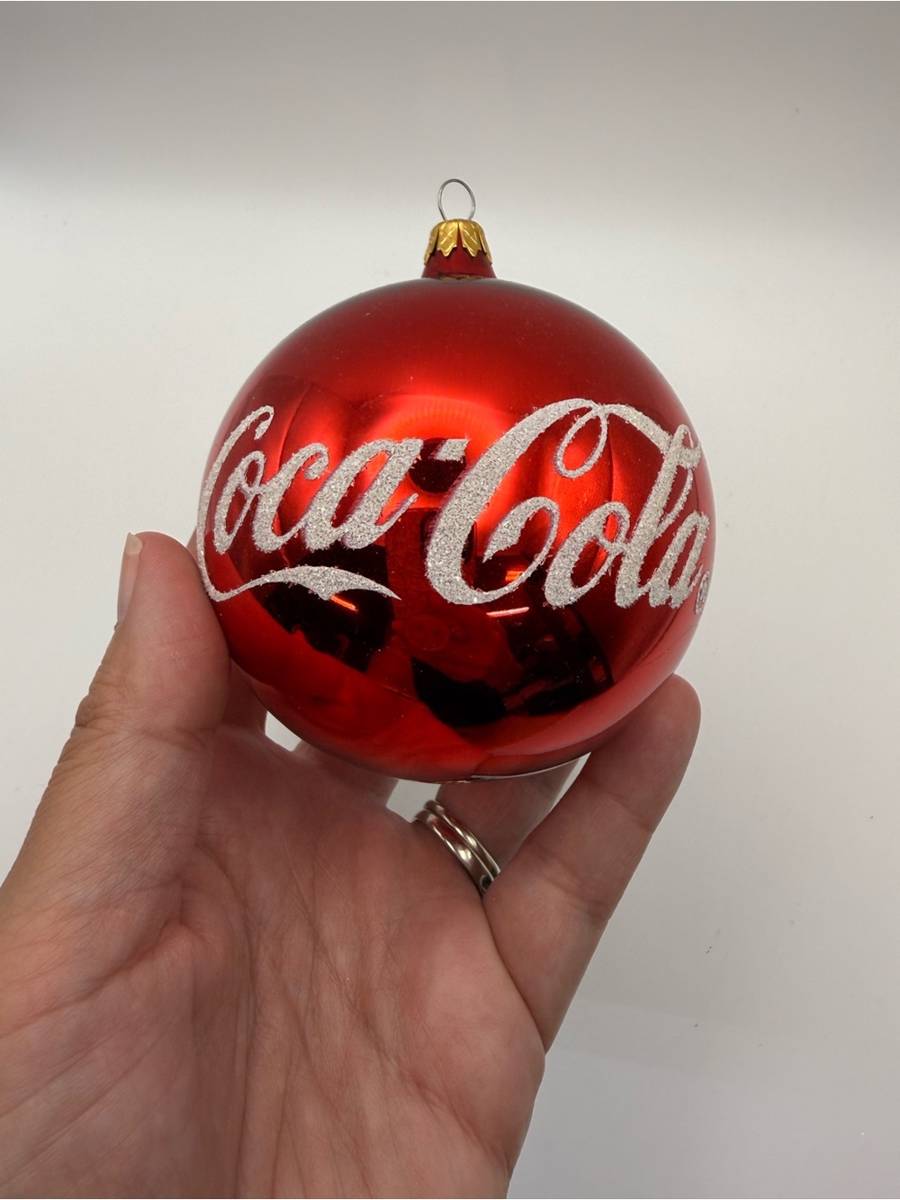 Coca Cola Shiny Red Ornament with White Script